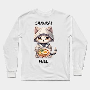 Samurai Fuel - Cat warrior ramen design Long Sleeve T-Shirt